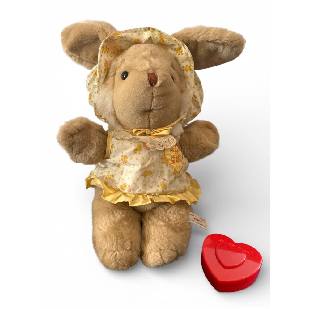 1985 Chosun Heart-To-Heart Bunny Plush Working Heartbeat Floral Dress Korea